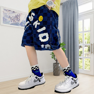 Traperice za dječake za ljeto 2023. Nove dječje kaubojske hlače 7/10, dječja odjeća, modna ležerna široka traperica s džepovima s printom slova