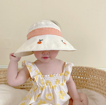 Лятна слънчева шапка с панделка Външна празна горна част с голяма периферия Деца Момче Момиче Шапка Плажни пътувания Деца Бебешки шапки с козирка