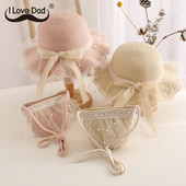 Ljetni šešir s mašnom Odmor na otvorenom Slatke djevojke Princeza Slamnati šešir Šešir za plažu Širokog oboda Dječja ribarska kapa