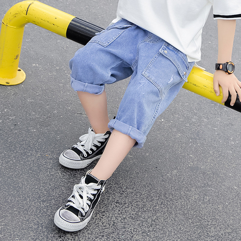 Traperice za dječake Jednobojne traperice za dječake Kratke dječje ležerne hlače za djecu Tinejdžerska dječja odjeća 6 8 10 12 14