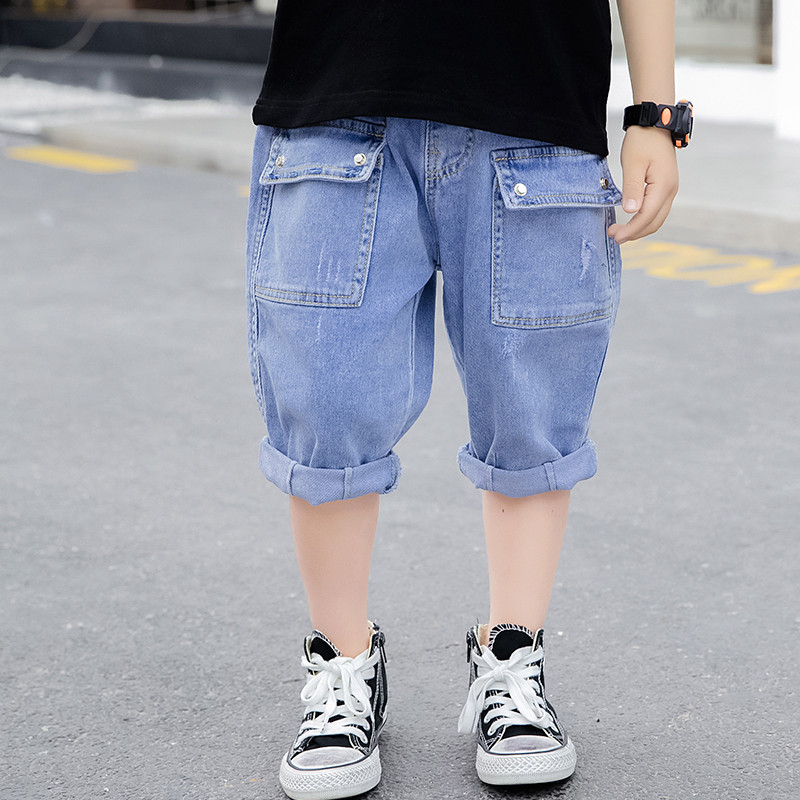 Traperice za dječake Jednobojne traperice za dječake Kratke dječje ležerne hlače za djecu Tinejdžerska dječja odjeća 6 8 10 12 14