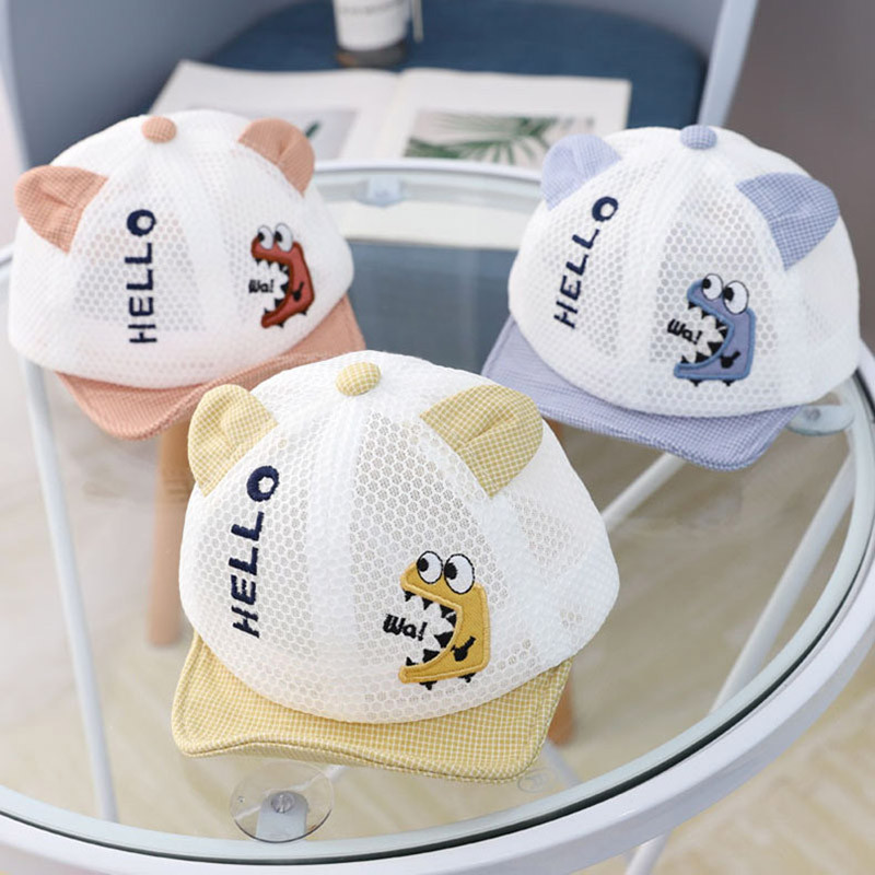Šešir za dječaka s crtanim dinosaurusima Proljeće Ljeto Dječja bejzbolska kapa Snapback Prozračna mrežasta kapa s slovima za malu djecu Dječja kapa za plažu