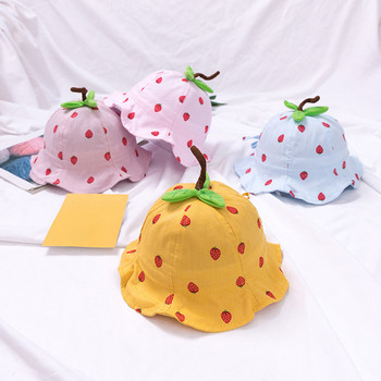 Κινούμενα σχέδια Strawberry Baby Bucket Καπέλο Άνοιξη Καλοκαίρι Παιδικό Καπέλο Βρέφος Υπαίθρια Παραλία Παναμά Καπέλο για αγόρια κοριτσάκια Καπέλο ηλίου για νήπια