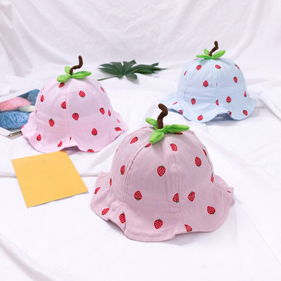 Κινούμενα σχέδια Strawberry Baby Bucket Καπέλο Άνοιξη Καλοκαίρι Παιδικό Καπέλο Βρέφος Υπαίθρια Παραλία Παναμά Καπέλο για αγόρια κοριτσάκια Καπέλο ηλίου για νήπια