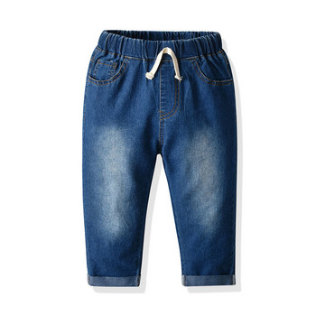 Нови дънкови панталони за момчета Разтегливи ежедневни модни летни тънки широки и универсални с джобове Детски панталони