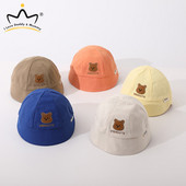 0-12 M Vasaras kokvilnas cepures zīdaiņiem Jauka karikatūra lāča apdruka Jaundzimušā zvejnieka cepure āra vienkrāsaina zēna meitene mazuļa saules cepure