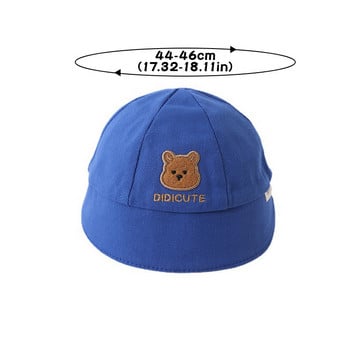 0-12M Летни памучни бебешки шапки Сладка анимационна шапка с принт на мечка Новородено рибарска шапка Външна едноцветна шапка за момче, момиче, малко дете, Слънчева шапка