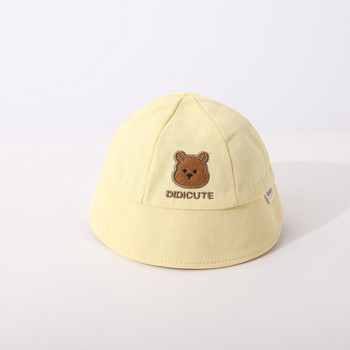 0-12M καλοκαιρινά βαμβακερά καπέλα για μωρά Χαριτωμένο καρτούν τύπωμα αρκουδάκι Νεογέννητο καπέλο ψαρά για υπαίθριο μονόχρωμο καπέλο αγοριού Gir για νήπιο