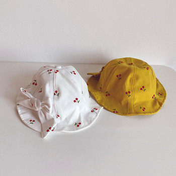 Χαριτωμένο φιόγκο μωρό καπέλο Παναμά Καλοκαίρι ανοιξιάτικο καρτούν κεράσι κουνελάκι μωρό κοριτσάκι Παιδικό καπέλο κουβά Καπέλο για παιδιά εξωτερικού χώρου Καπέλο ηλίου Καπέλο παραλίας