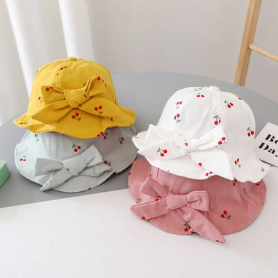 Χαριτωμένο φιόγκο μωρό καπέλο Παναμά Καλοκαίρι ανοιξιάτικο καρτούν κεράσι κουνελάκι μωρό κοριτσάκι Παιδικό καπέλο κουβά Καπέλο για παιδιά εξωτερικού χώρου Καπέλο ηλίου Καπέλο παραλίας