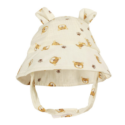 Naujos animacinio filmo meškiuko kepuraitės kūdikiams vasarinės medvilninės žvejo kepuraitės mielos spaudos mažyliui berniukui mergaitei kepurė nuo saulės Panamos kepurė