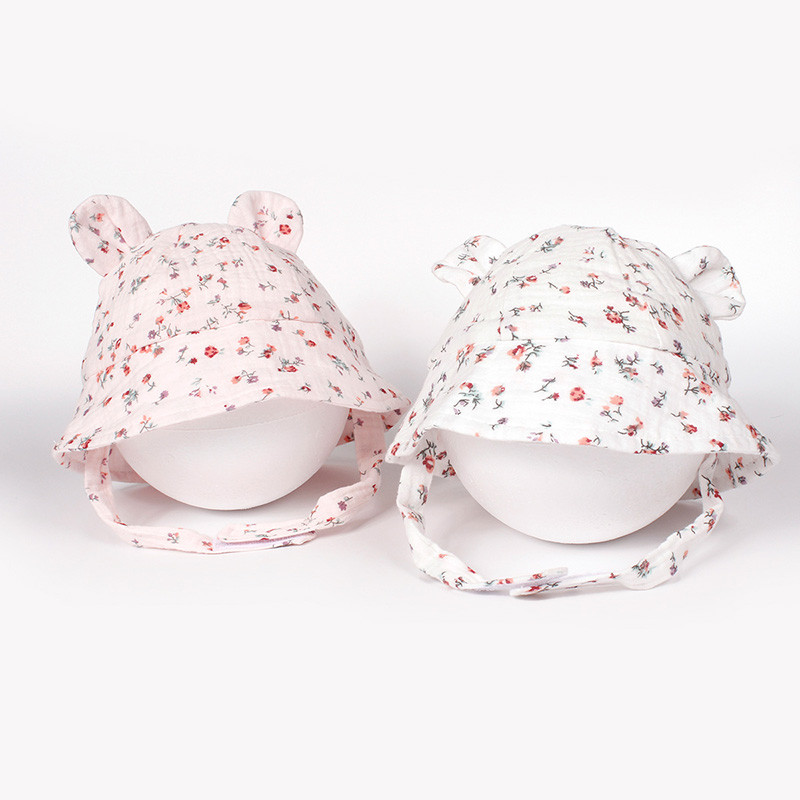 Naujos animacinio filmo meškiuko kepuraitės kūdikiams vasarinės medvilninės žvejo kepuraitės mielos spaudos mažyliui berniukui mergaitei kepurė nuo saulės Panamos kepurė