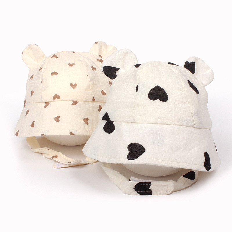 Naujos animacinio filmo meškiuko kepuraitės kūdikiams vasarinės medvilninės žvejo kepuraitės mielos spaudos mažyliui berniukui mergaitei kepurė nuo saulės Panamos kepurė