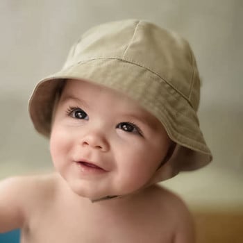 Едноцветна бебешка шапка с кофа, пролет, есен, есен, деца, момиче, момче, слънчева шапка, външна шапка за бебета, малки деца, рибарска плажна шапка