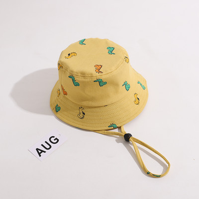 Aranyos dinoszaurusz baba sapka nyári tavaszi pamut tipegő fiúk lányok vödörsapka nyári ősz gyerekek halász tengerpart napozósapka 1-2Y