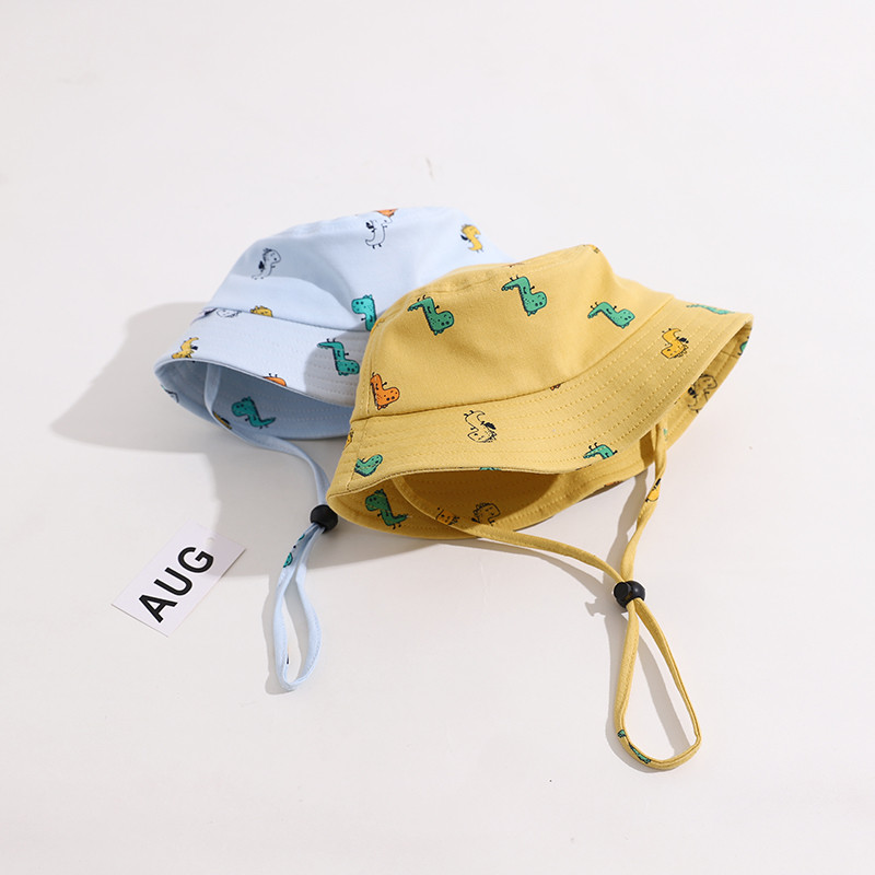 Aranyos dinoszaurusz baba sapka nyári tavaszi pamut tipegő fiúk lányok vödörsapka nyári ősz gyerekek halász tengerpart napozósapka 1-2Y