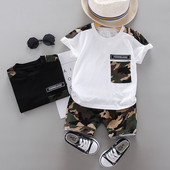 Vasariniai nauji drabuziai berniukui drabuziai vaikiski madingi sportiniai marškinėliai trumpomis rankovėmis T + šortai 2 vnt berniukų komplektai