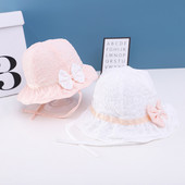 Proljeće ljeto Šešir za djevojčice Čipkasta princeza Novorođena beba Šešir s mašnom Mekana pamučna prozračna kapa za plažu za malu djecu