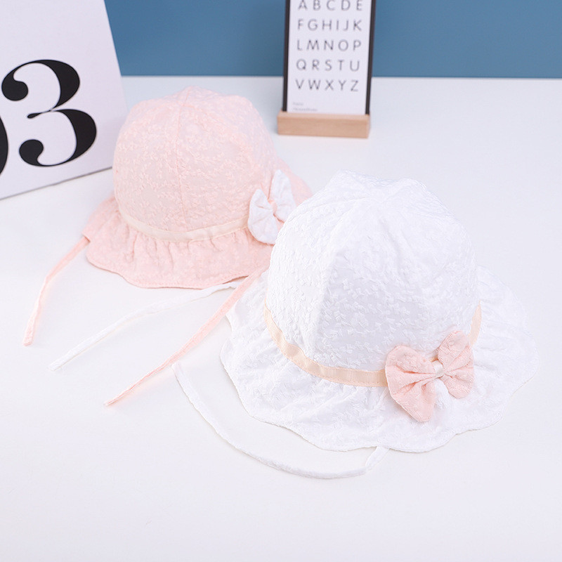 Proljeće ljeto Šešir za djevojčice Čipkasta princeza Novorođena beba Šešir s mašnom Mekana pamučna prozračna kapa za plažu za malu djecu