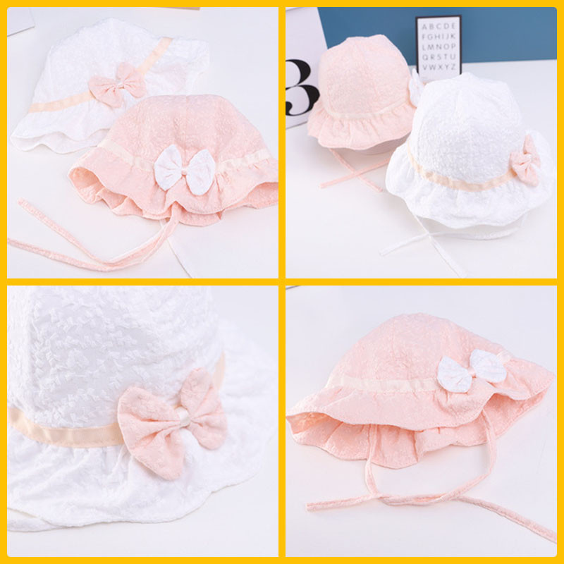 Proljeće ljeto Šešir za djevojčice Čipkasta princeza Novorođena beba Šešir s mašnom Mekana pamučna prozračna kapa za plažu za malu djecu
