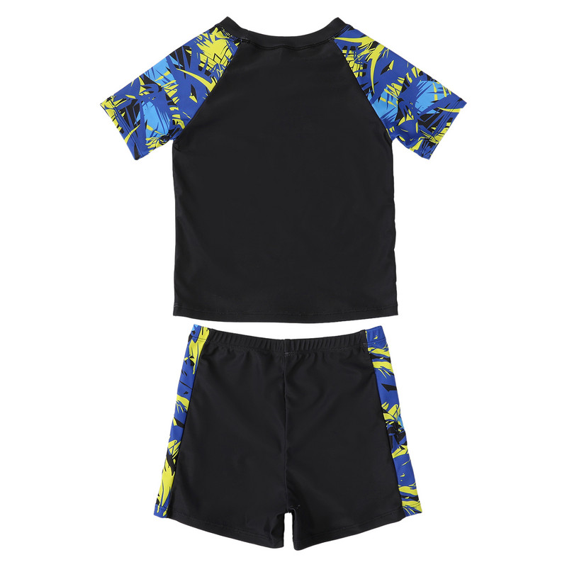 TiaoBug Παιδικό μαγιό για αγόρια Teenage Boys Σετ μαγιό δύο τεμαχίων Rash Guard Σετ μαγιό με κοντό μανίκι ζωντανή στάμπα για παραλία στην πισίνα