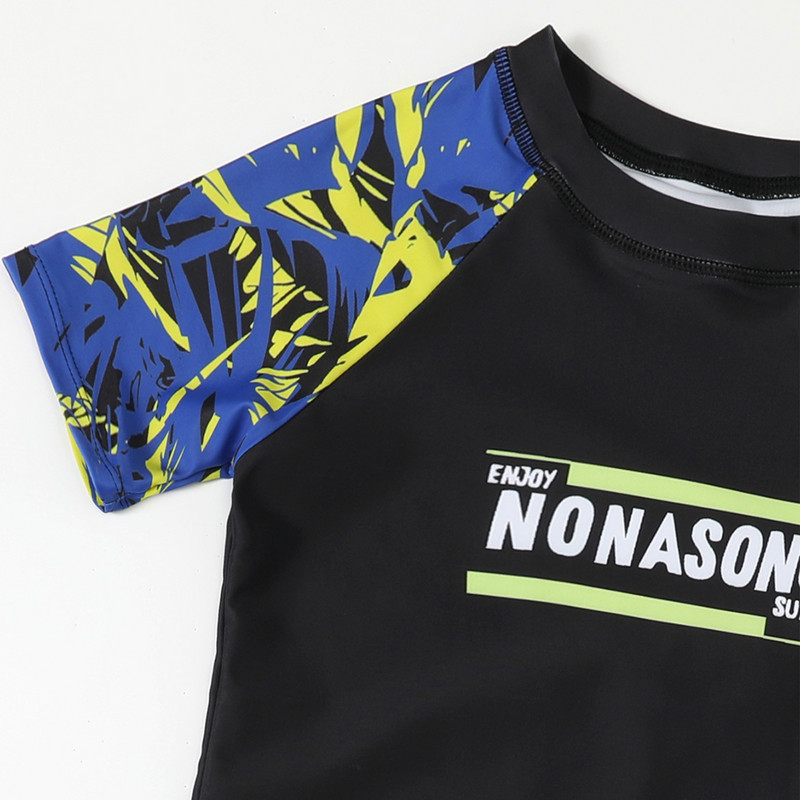 TiaoBug Παιδικό μαγιό για αγόρια Teenage Boys Σετ μαγιό δύο τεμαχίων Rash Guard Σετ μαγιό με κοντό μανίκι ζωντανή στάμπα για παραλία στην πισίνα