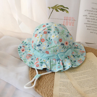 Armas lilleline beebi Panama müts kaarega kevadsuvi beebitüdruku ämbrimüts Pehme puuvillane pingutusnöör lastele ranna lastele päikesemüts 1-4a