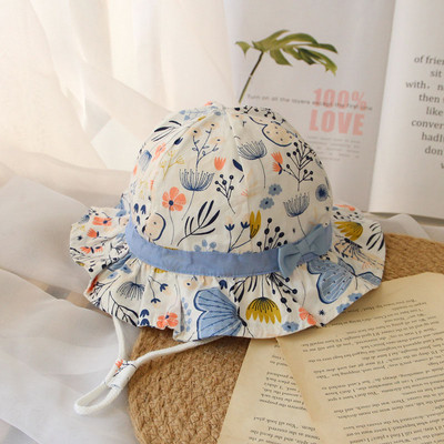 Armas lilleline beebi Panama müts kaarega kevadsuvi beebitüdruku ämbrimüts Pehme puuvillane pingutusnöör lastele ranna lastele päikesemüts 1-4a