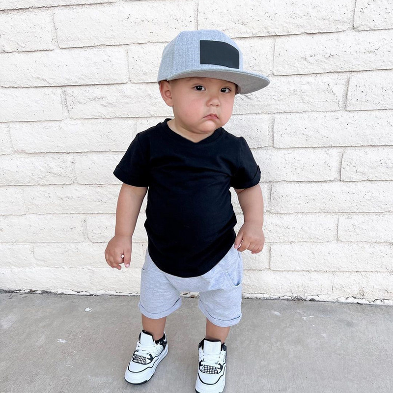 FOCUSNORM 3 culori Seturi de haine pentru bebelusi baieti 2 buc Maneca scurta cu decolteu in V Tricou solid cu pantaloni scurti cu talie elastica Tinuta de vara