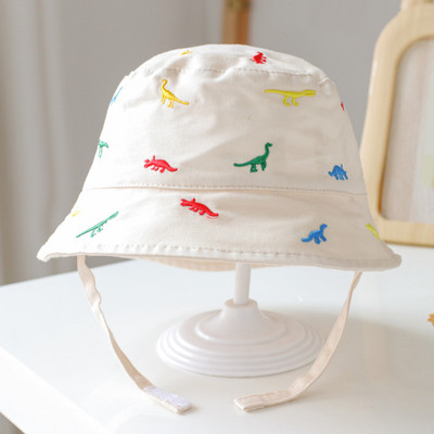 Suvine dinosaurustikandid Beebi ämbrimüts Pehme puuvillane multifilm Baby Girl Poy Lapsed Panama Cap Outdoor Tuulekindel laste päikesemüts