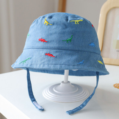 Suvine dinosaurustikandid Beebi ämbrimüts Pehme puuvillane multifilm Baby Girl Poy Lapsed Panama Cap Outdoor Tuulekindel laste päikesemüts