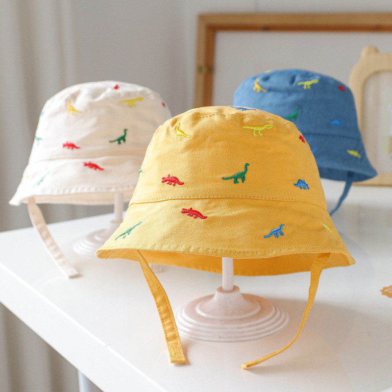 Suvine dinosaurustikandid Beebi ämbrimüts Pehme puuvillane multifilm Baby Girl Poy Lapsed Panama Cap Outdoor Tuulekindel laste päikesemüts