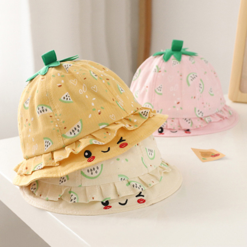 Minkšta medvilnė naujagimio kepurė Pavasaris vasara Animacinis arbūzas Kūdikių kibiro kepuraitė mergaitėms berniukams Lauko paplūdimio kūdikių kepurė nuo saulės