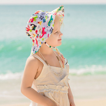 Лятна шапка с кофа за плаж на открито Бебешка панама шапка с щампи на слон с мечка и динозавър Деца, деца, слънчеви шапки 0-5 години, шапки за момче, момиче