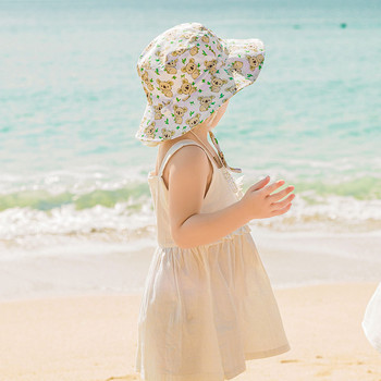Лятна шапка с кофа за плаж на открито Бебешка панама шапка с щампи на слон с мечка и динозавър Деца, деца, слънчеви шапки 0-5 години, шапки за момче, момиче