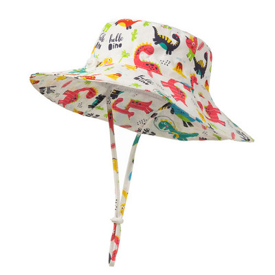 Vasaras āra pludmales kausa cepure Bērnu Panamas cepure Dinozaurs Lācis Zilonis Apdrukas Bērni Bērni Saules cepures 0–5 gadi zēnu meiteņu cepures