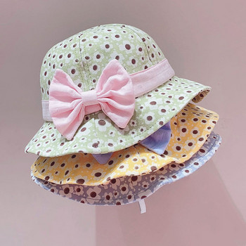 Сладка бебешка шапка с панделка, лятна, пролетна, флорална щампа, бебешка панама за момиче, плажна шапка на открито за деца 1-3 години