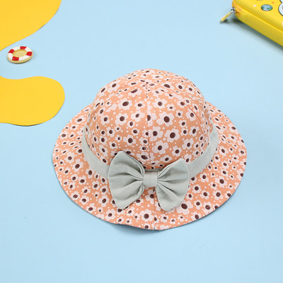 Cute Bowknot Baby Bucket Καπέλο Summer Spring Floral Print Baby Girl Panama Καπέλο εξωτερικού χώρου παραλίας για παιδιά 1-3 ετών