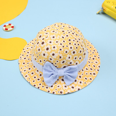 Cute Bowknot Baby Bucket Καπέλο Summer Spring Floral Print Baby Girl Panama Καπέλο εξωτερικού χώρου παραλίας για παιδιά 1-3 ετών