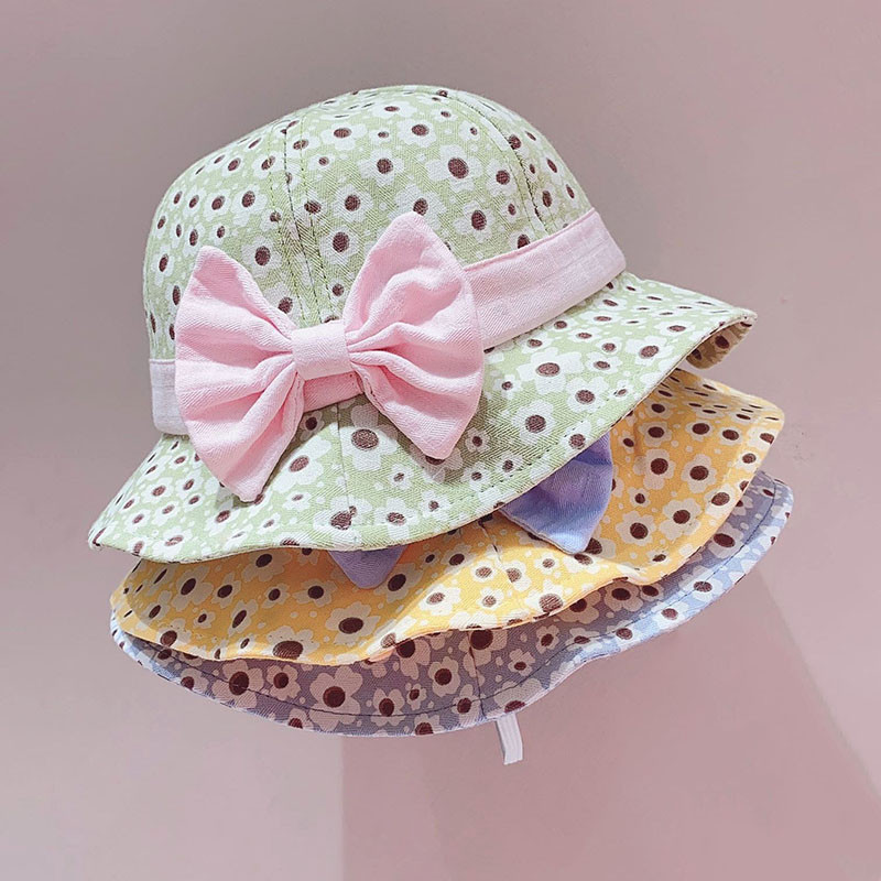 Cute Bowknot Baby Bucket Καπέλο Summer Spring Floral Print Baby Girl Panama Καπέλο εξωτερικού χώρου παραλίας για παιδιά 1-3 ετών