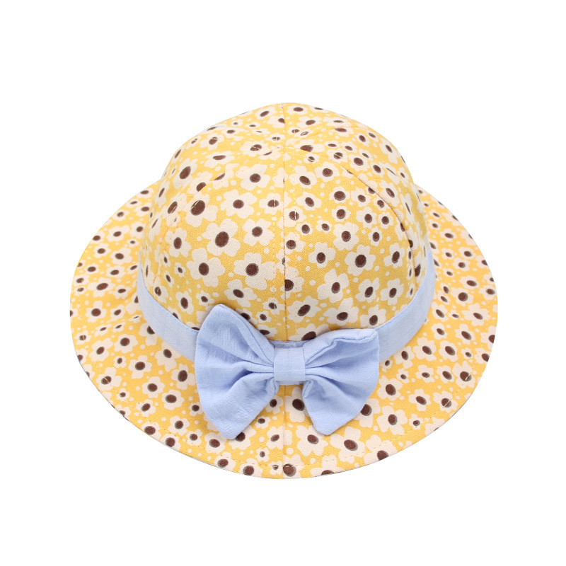 Cute Bowknot Baby Bucket Καπέλο Summer Spring Floral Print Baby Girl Panama Καπέλο εξωτερικού χώρου παραλίας για παιδιά 1-3 ετών