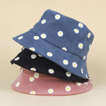 Лятна шарка на маргаритки Момиче Бебешка шапка с кофа с широка периферия Сладко цвете Детски слънчеви шапки Деца Пролет Есен на открито UV защитна шапка
