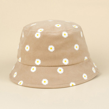 Лятна шарка на маргаритки Момиче Бебешка шапка с кофа с широка периферия Сладко цвете Детски слънчеви шапки Деца Пролет Есен на открито UV защитна шапка