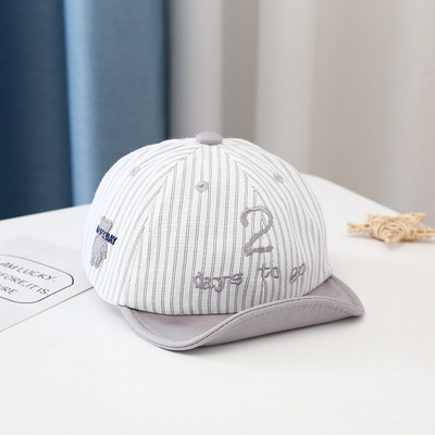 Χαριτωμένο ριγέ καπέλο για αγοράκι Καλοκαίρι ανοιξιάτικο βρέφος Κέντημα καπέλο μπέιζμπολ μωρού Ρυθμιζόμενο νήπιο καπέλο ηλίου παραλίας μωρού 3-13 μηνών