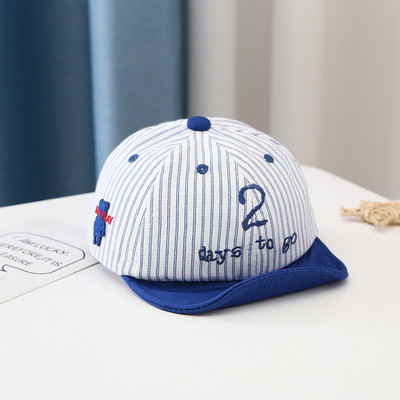 Χαριτωμένο ριγέ καπέλο για αγοράκι Καλοκαίρι ανοιξιάτικο βρέφος Κέντημα καπέλο μπέιζμπολ μωρού Ρυθμιζόμενο νήπιο καπέλο ηλίου παραλίας μωρού 3-13 μηνών