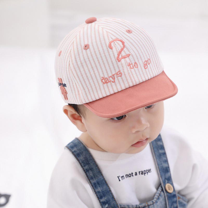 Χαριτωμένο ριγέ καπέλο για αγοράκι Καλοκαίρι ανοιξιάτικο βρέφος Κέντημα καπέλο μπέιζμπολ μωρού Ρυθμιζόμενο νήπιο καπέλο ηλίου παραλίας μωρού 3-13 μηνών