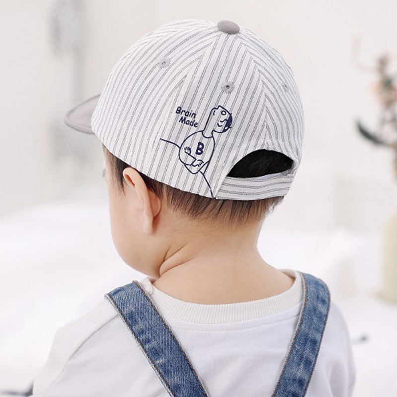 Χαριτωμένο ριγέ καπέλο για αγοράκι Καλοκαίρι ανοιξιάτικο βρέφος Κέντημα καπέλο μπέιζμπολ μωρού Ρυθμιζόμενο νήπιο καπέλο ηλίου παραλίας μωρού 3-13 μηνών