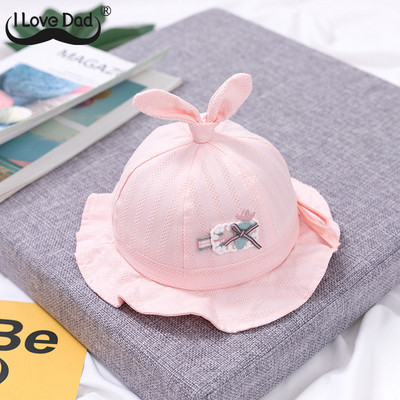 Pălărie drăguță cu ureche de iepuraș pentru bebeluș cu fundă, prințesă, fetițe, pălării de soare, nou-născut, bumbac, vară, în aer liber, pălărie de pescar pentru sugari, șapcă pentru bebeluși