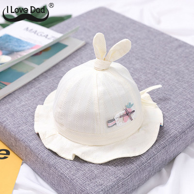 Pălărie drăguță cu ureche de iepuraș pentru bebeluș cu fundă, prințesă, fetițe, pălării de soare, nou-născut, bumbac, vară, în aer liber, pălărie de pescar pentru sugari, șapcă pentru bebeluși
