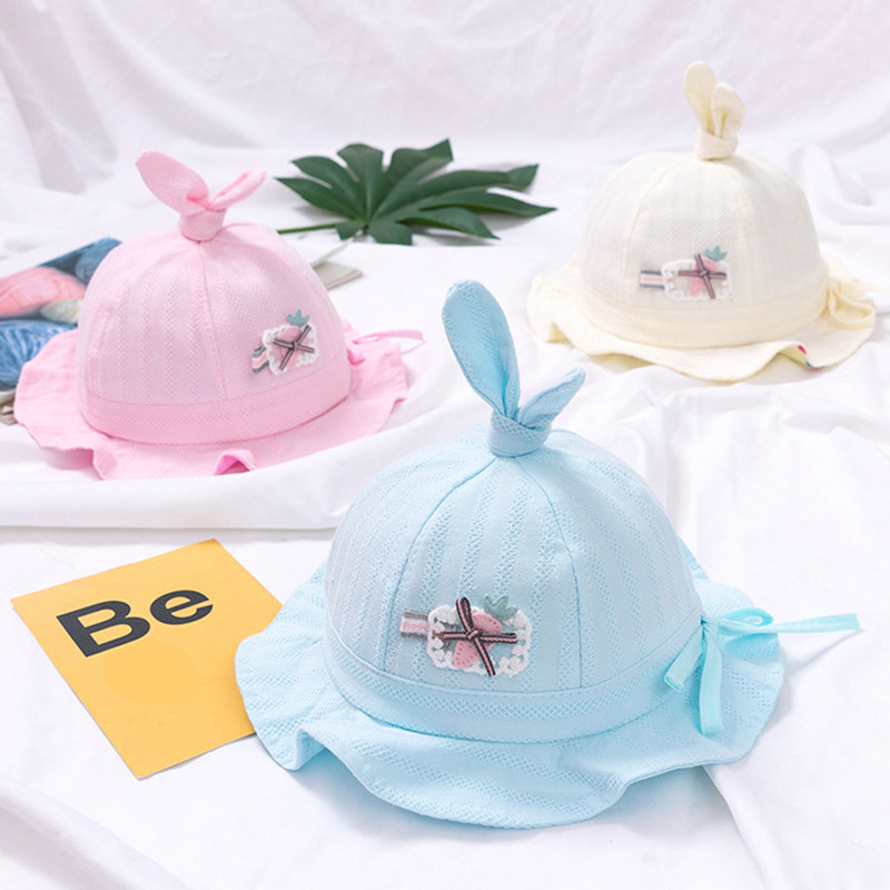 Pălărie drăguță cu ureche de iepuraș pentru bebeluș cu fundă, prințesă, fetițe, pălării de soare, nou-născut, bumbac, vară, în aer liber, pălărie de pescar pentru sugari, șapcă pentru bebeluși